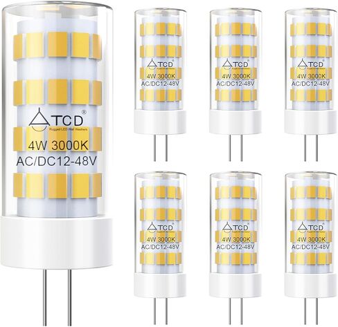 G4 12V LED Lights Bulbs 4W 3000K Warm White 6 Pack, AC/DC 12-48V 300 LM Bi-Pin 35W Halogen Equivalent Non-dimmable for Outdoor Landscape Path Stair Driveway, Indoor Under-Cabinet Ceiling Lighting in Saudi Arabia