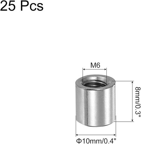 uxcell M16x2mm Round Coupling Nuts, 5 Pcs 304 Stainless Steel Connector Nuts Fasteners Rod Bar Stud 30mm for Industrial Construction Fasteners, Silver in Saudi Arabia