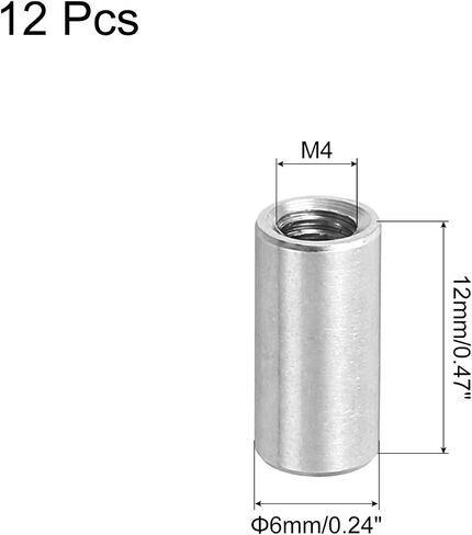 uxcell M16x2mm Round Coupling Nuts, 5 Pcs 304 Stainless Steel Connector Nuts Fasteners Rod Bar Stud 30mm for Industrial Construction Fasteners, Silver in Saudi Arabia