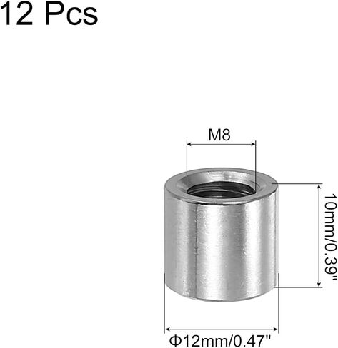 uxcell M16x2mm Round Coupling Nuts, 5 Pcs 304 Stainless Steel Connector Nuts Fasteners Rod Bar Stud 30mm for Industrial Construction Fasteners, Silver in Saudi Arabia