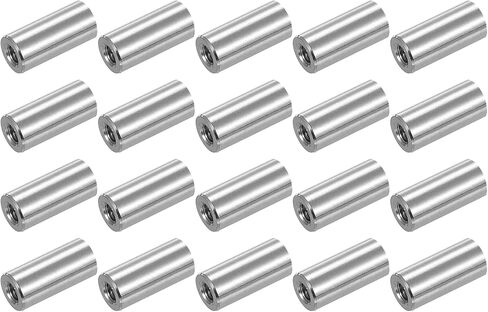 uxcell M16x2mm Round Coupling Nuts, 5 Pcs 304 Stainless Steel Connector Nuts Fasteners Rod Bar Stud 30mm for Industrial Construction Fasteners, Silver in Saudi Arabia