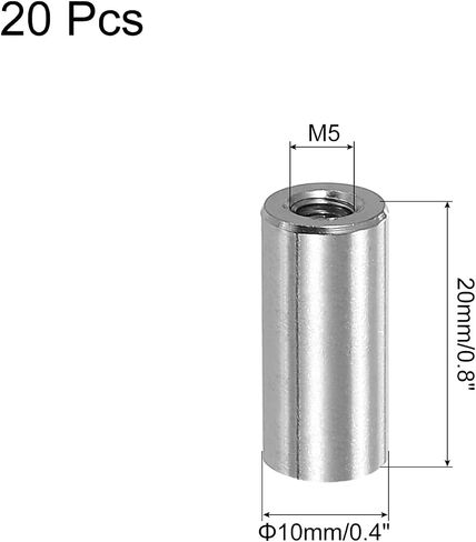 uxcell M16x2mm Round Coupling Nuts, 5 Pcs 304 Stainless Steel Connector Nuts Fasteners Rod Bar Stud 30mm for Industrial Construction Fasteners, Silver in Saudi Arabia
