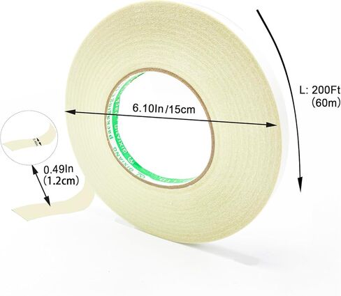 Fabric Tape Double Sided, Strong Adhesive Hem Tape Stitch Witchery Tape, No Sew Hemming Tape for Pants, Curtains, Clothes, Easy to Remove 1/2 Inch x 200 Feet 2 Rolls in Saudi Arabia