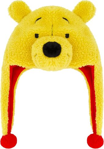 Disney Winnie The Pooh Beanie Hat, Faux Sherpa Fur Lined Winter Knit Cap with 3D Ears and Cuff, Yellow, One Size in Saudi Arabia