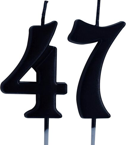 Black 47th Birthday Candle, Number 47 Years Old Candles Cake Topper, Woman Or Man Party Decorations, Supplies in Saudi Arabia