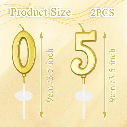 شموع عيد الميلاد الخمسين - شمعة كعكة عيد الميلاد الذهبية رقم 50، زينة كعكة عيد الميلاد السعيدة 50 لحفلة عيد ميلاد تبلغ خمسين عامًا وزينة الذكرى السنوية الخمسين in Kuwait