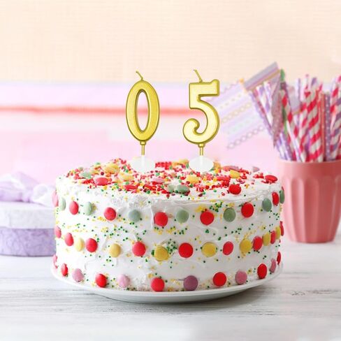 شموع عيد الميلاد الخمسين - شمعة كعكة عيد الميلاد الذهبية رقم 50، زينة كعكة عيد الميلاد السعيدة 50 لحفلة عيد ميلاد تبلغ خمسين عامًا وزينة الذكرى السنوية الخمسين in Kuwait