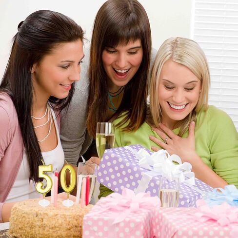 شموع عيد الميلاد الخمسين - شمعة كعكة عيد الميلاد الذهبية رقم 50، زينة كعكة عيد الميلاد السعيدة 50 لحفلة عيد ميلاد تبلغ خمسين عامًا وزينة الذكرى السنوية الخمسين in Kuwait