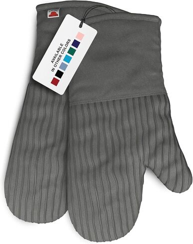 Heat-Resistant Oven Mitts - Set of 2 Silicone Kitchen Oven Mitt Gloves, Red in Saudi Arabia