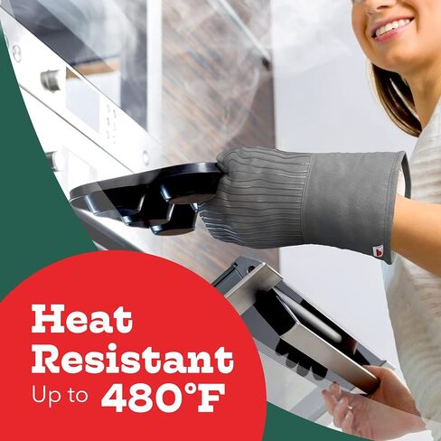 Heat-Resistant Oven Mitts - Set of 2 Silicone Kitchen Oven Mitt Gloves, Red in Saudi Arabia