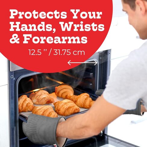 Heat-Resistant Oven Mitts - Set of 2 Silicone Kitchen Oven Mitt Gloves, Red in Saudi Arabia