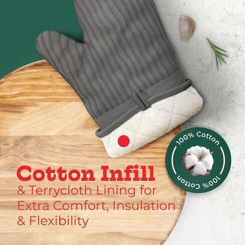 Heat-Resistant Oven Mitts - Set of 2 Silicone Kitchen Oven Mitt Gloves, Red in Saudi Arabia