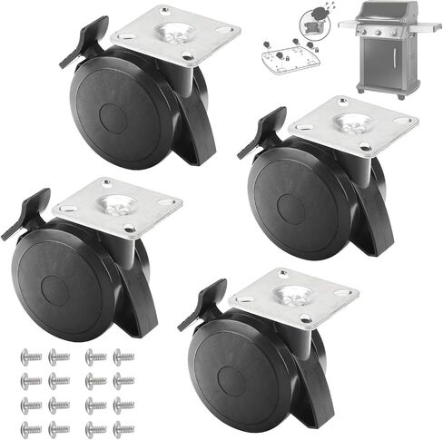 69827 Fixed Caster Compatible with Spirit 200/300 Series Grills (2013-2017/2019). Caster Diameter 2-7/8", Mounting Plate 2-3/8" - W/Hardware (1) in Kuwait
