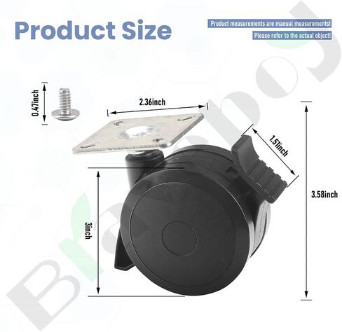 69827 Fixed Caster Compatible with Spirit 200/300 Series Grills (2013-2017/2019). Caster Diameter 2-7/8", Mounting Plate 2-3/8" - W/Hardware (1) in Kuwait