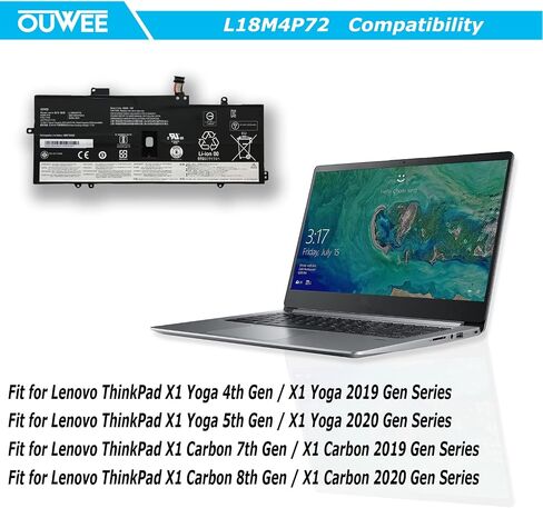 بطارية كمبيوتر محمول OUWEE L17M3PG2 متوافقة مع Lenovo Legion Y7000-2019 Y7000P-1060 Y530-15ICH-1060 Y540-15IRH Y540-17IRH Series L17C3PG2 5B10Q88555 5B10Q88559 11.52V 57Wh 4955mAh (طويلة) الخط) in Saudi Arabia