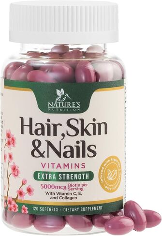 Hair Vitamins for Women, Ultra Strength 5000mcg Biotin Collagen & More - Premium Hair Growth, Skin, Nails & Keratin Support Supplement, Infused with Argan Oil & Hyaluronic Acid, Non-GMO - 120 Softgels in Saudi Arabia