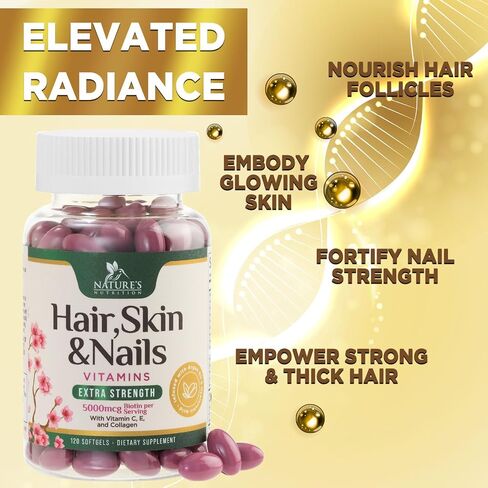Hair Vitamins for Women, Ultra Strength 5000mcg Biotin Collagen & More - Premium Hair Growth, Skin, Nails & Keratin Support Supplement, Infused with Argan Oil & Hyaluronic Acid, Non-GMO - 120 Softgels in Saudi Arabia