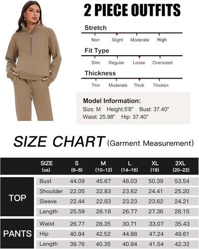 بدلة رياضية نسائية من الصوف من COZYPOIN مكونة من قطعتين سويت شيرت بنصف سحاب وسراويل ركض Y2K(أسود-S) in Kuwait