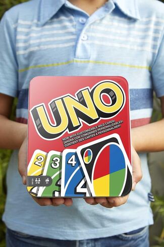 Mattel Games UNO Card Games, Left Hand Mattel Games UNO Game in Storage Tin with 112 Cards and Instructions, Travel Games in Saudi Arabia