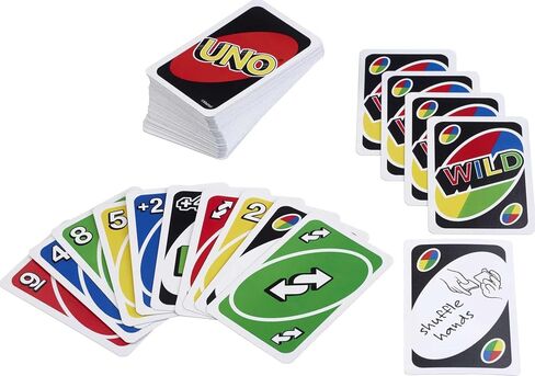 Mattel Games UNO Card Games, Left Hand Mattel Games UNO Game in Storage Tin with 112 Cards and Instructions, Travel Games in Saudi Arabia