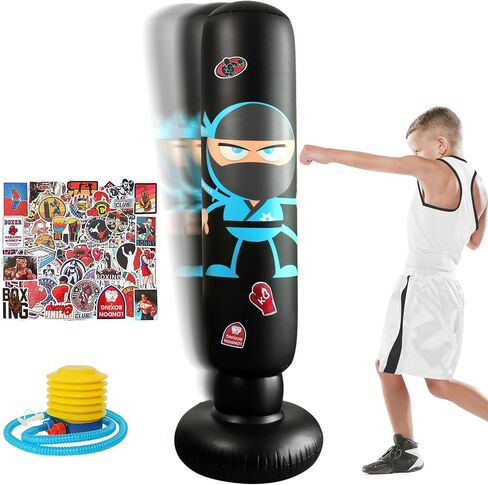 Inflatable Punching Bag for Kids: Inflatable Boxing Bag with Gloves - Karate Kickboxing Taekwondo Punching Bag for Boys & Girls in Saudi Arabia