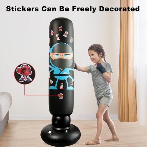 Inflatable Punching Bag for Kids: Inflatable Boxing Bag with Gloves - Karate Kickboxing Taekwondo Punching Bag for Boys & Girls in Saudi Arabia