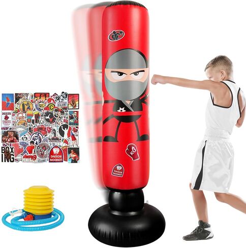 Inflatable Punching Bag for Kids: Inflatable Boxing Bag with Gloves - Karate Kickboxing Taekwondo Punching Bag for Boys & Girls in Saudi Arabia