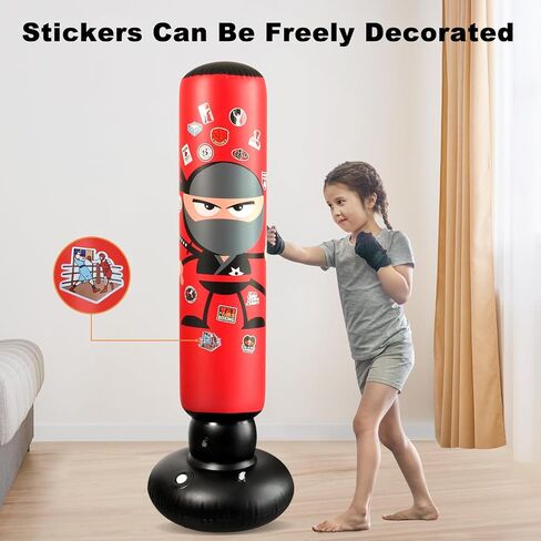 Inflatable Punching Bag for Kids: Inflatable Boxing Bag with Gloves - Karate Kickboxing Taekwondo Punching Bag for Boys & Girls in Saudi Arabia