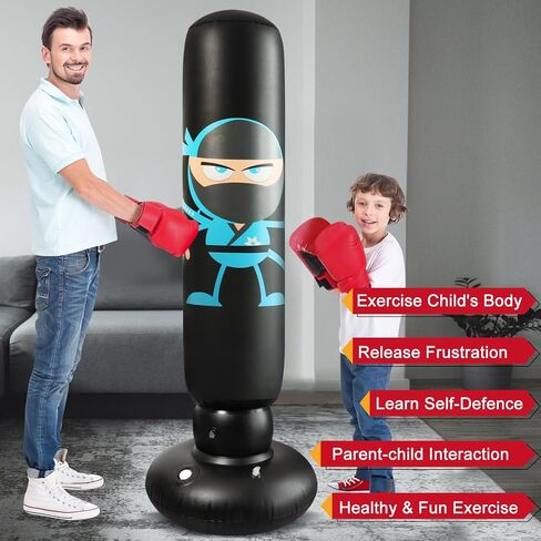 Inflatable Punching Bag for Kids: Inflatable Boxing Bag with Gloves - Karate Kickboxing Taekwondo Punching Bag for Boys & Girls in Saudi Arabia
