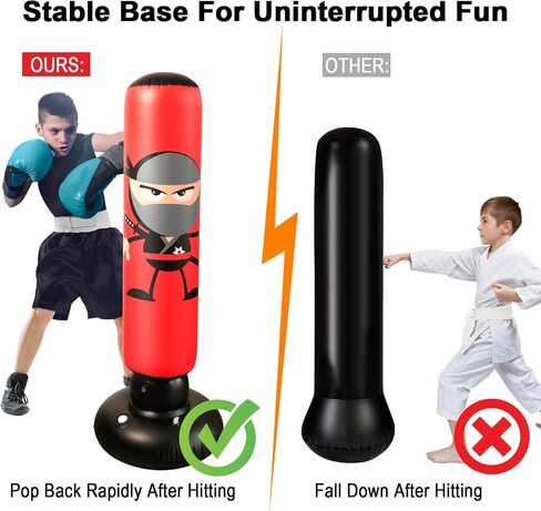 Inflatable Punching Bag for Kids: Inflatable Boxing Bag with Gloves - Karate Kickboxing Taekwondo Punching Bag for Boys & Girls in Saudi Arabia