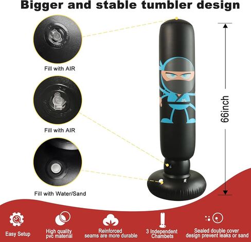 Inflatable Punching Bag for Kids: Inflatable Boxing Bag with Gloves - Karate Kickboxing Taekwondo Punching Bag for Boys & Girls in Saudi Arabia