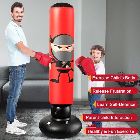 Inflatable Punching Bag for Kids: Inflatable Boxing Bag with Gloves - Karate Kickboxing Taekwondo Punching Bag for Boys & Girls in Saudi Arabia