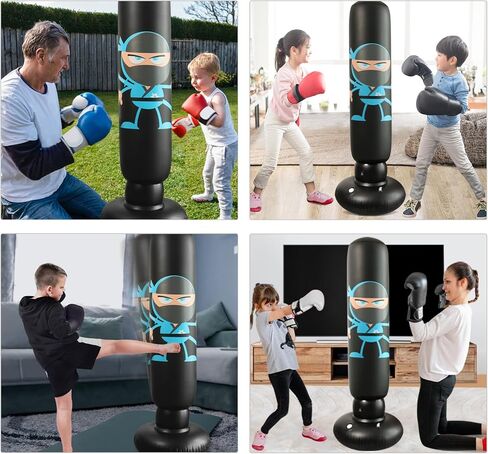 Inflatable Punching Bag for Kids: Inflatable Boxing Bag with Gloves - Karate Kickboxing Taekwondo Punching Bag for Boys & Girls in Saudi Arabia