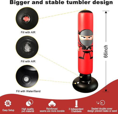 Inflatable Punching Bag for Kids: Inflatable Boxing Bag with Gloves - Karate Kickboxing Taekwondo Punching Bag for Boys & Girls in Saudi Arabia