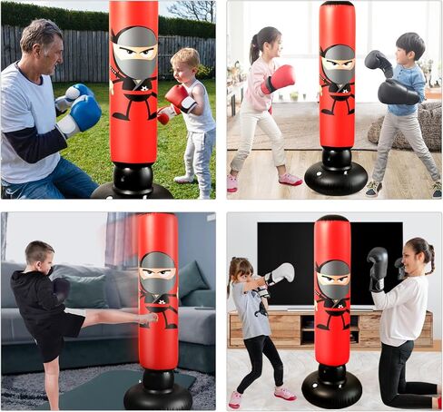 Inflatable Punching Bag for Kids: Inflatable Boxing Bag with Gloves - Karate Kickboxing Taekwondo Punching Bag for Boys & Girls in Saudi Arabia
