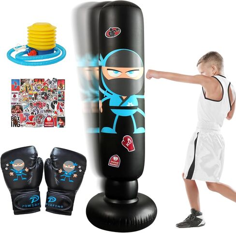 Inflatable Punching Bag for Kids: Inflatable Boxing Bag with Gloves - Karate Kickboxing Taekwondo Punching Bag for Boys & Girls in Saudi Arabia