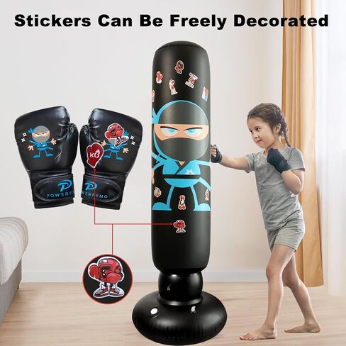 Inflatable Punching Bag for Kids: Inflatable Boxing Bag with Gloves - Karate Kickboxing Taekwondo Punching Bag for Boys & Girls in Saudi Arabia