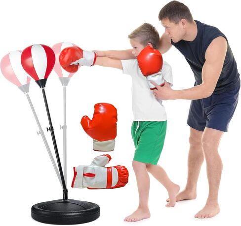 كيس ملاكمة للأطفال، كيس ملاكمة للأطفال مع حامل، 3 4 5 6 7 8 سنوات، كيس ملاكمة للأطفال قابل للتعديل، مجموعة ملاكمة كهدايا ألعاب للأولاد والبنات in Kuwait