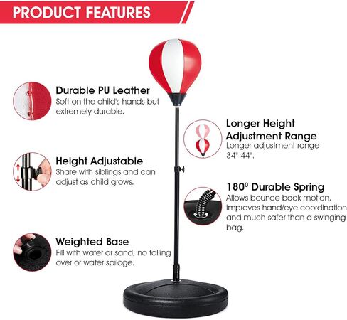 كيس ملاكمة للأطفال، كيس ملاكمة للأطفال مع حامل، 3 4 5 6 7 8 سنوات، كيس ملاكمة للأطفال قابل للتعديل، مجموعة ملاكمة كهدايا ألعاب للأولاد والبنات in Kuwait