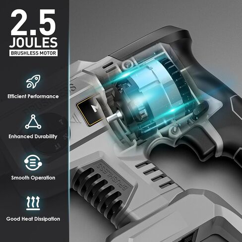 مثقاب مطرقة دوارة SDS-Plus مقاس 7/8 بوصة لبطارية ماكيتا 18 فولت، بدون فرش مع قابض أمان للخرسانة/البناء، 2.5 جول، 4 أوضاع تطبيق مع مقبض مساعد 360 درجة، بما في ذلك 4 رؤوس مثقاب. in Kuwait