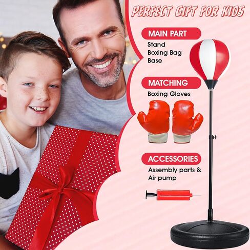 كيس ملاكمة للأطفال، كيس ملاكمة للأطفال مع حامل، 3 4 5 6 7 8 سنوات، كيس ملاكمة للأطفال قابل للتعديل، مجموعة ملاكمة كهدايا ألعاب للأولاد والبنات in Kuwait