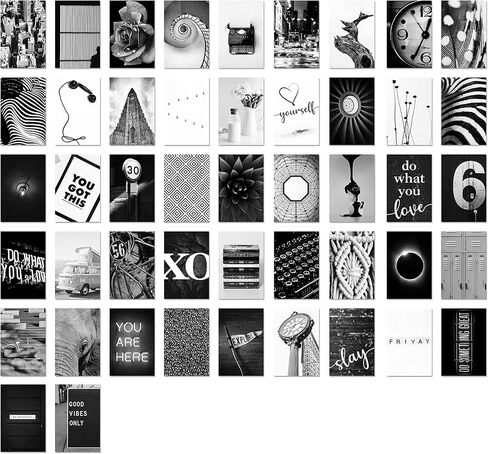 مجموعة صور مجمعة للحائط من العلامات التجارية GSM باللونين الأبيض والأسود، مجموعة من 50 صورة فردية مقاس 4 × 6 بوصة لغرفة النوم في الكلية في سن المراهقة in Kuwait