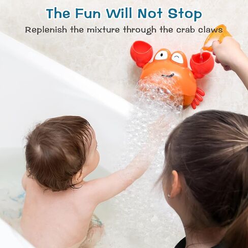 KINDIARY Bath Toy, Crab Bath Bubble Maker for Baby, Toddlers 1-3, Infants, Kids, Automatic Bubbles Machine Blower for Bathtub, Battery Operated in Saudi Arabia