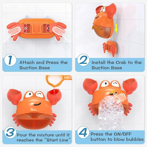 KINDIARY Bath Toy, Crab Bath Bubble Maker for Baby, Toddlers 1-3, Infants, Kids, Automatic Bubbles Machine Blower for Bathtub, Battery Operated in Saudi Arabia