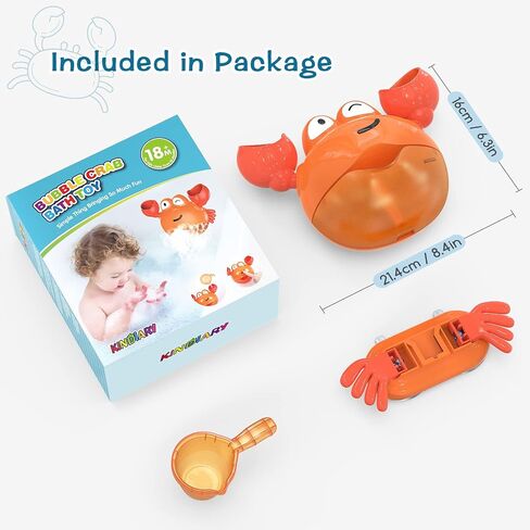 KINDIARY Bath Toy, Crab Bath Bubble Maker for Baby, Toddlers 1-3, Infants, Kids, Automatic Bubbles Machine Blower for Bathtub, Battery Operated in Saudi Arabia
