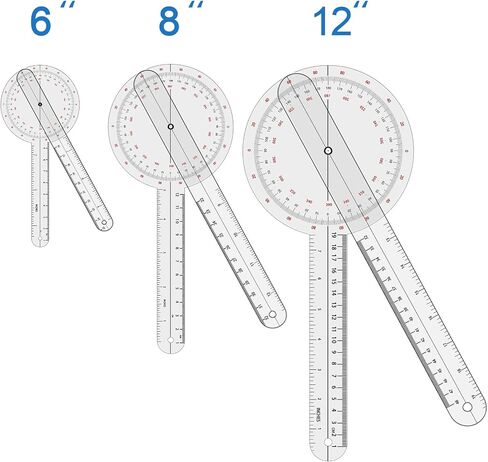 3 Pieces Goniometer Set, Medical Angle Protractor, Physical Therapy Protractor 12", 8", 6" 360 Degree in Saudi Arabia