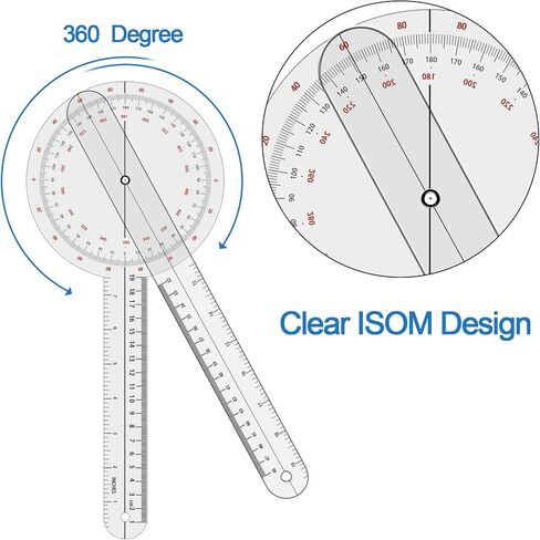 3 Pieces Goniometer Set, Medical Angle Protractor, Physical Therapy Protractor 12", 8", 6" 360 Degree in Saudi Arabia