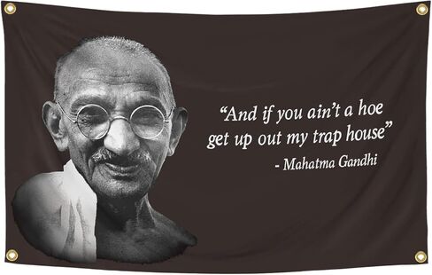 Gandhi Flag 3x5 Feet Banner Funny Flags for Room Cool Tapestry Man Cave Wall Decor with Brass Grommets for College Dorm Room in Kuwait