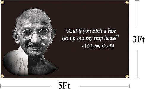 Gandhi Flag 3x5 Feet Banner Funny Flags for Room Cool Tapestry Man Cave Wall Decor with Brass Grommets for College Dorm Room in Kuwait