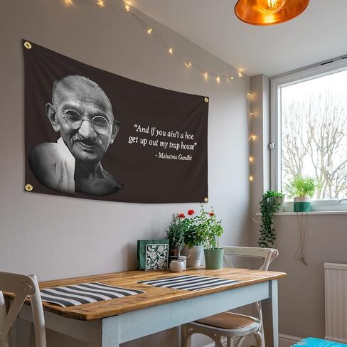 Gandhi Flag 3x5 Feet Banner Funny Flags for Room Cool Tapestry Man Cave Wall Decor with Brass Grommets for College Dorm Room in Kuwait